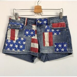lei Jean Shorts 11 Ashley Low Rise Americana Rolled Cuff Flag Patriotic Summer